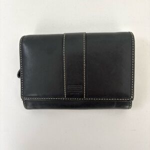 Coach Black Leather Wallet Bi Fold Coin Card Vintage Y2K